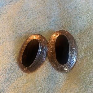 Western vintage 925 sterling silver obsidian earrings